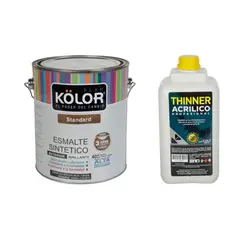 undefined - Esmalte Standard Azul Eléctrico Brillante 1gl + Thiner Acrílico Profesional 3L