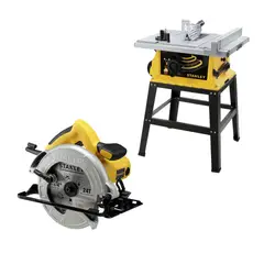 STANLEY - Sierra de Banco EléctricaStanley 10" 1800 W SST1801 + Sierra Circular Eléctrica 7-1/4" 1600 W SC16