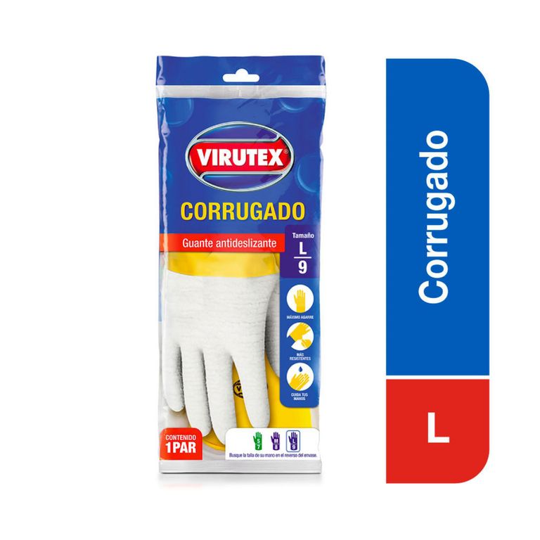Guantes de Látex Corrugado Talla L - Amarillo