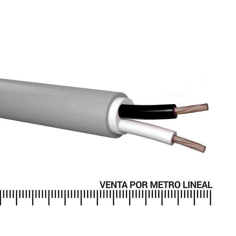 Cable Vulcanizado 2x14 AWG Gris por Metro Lineal