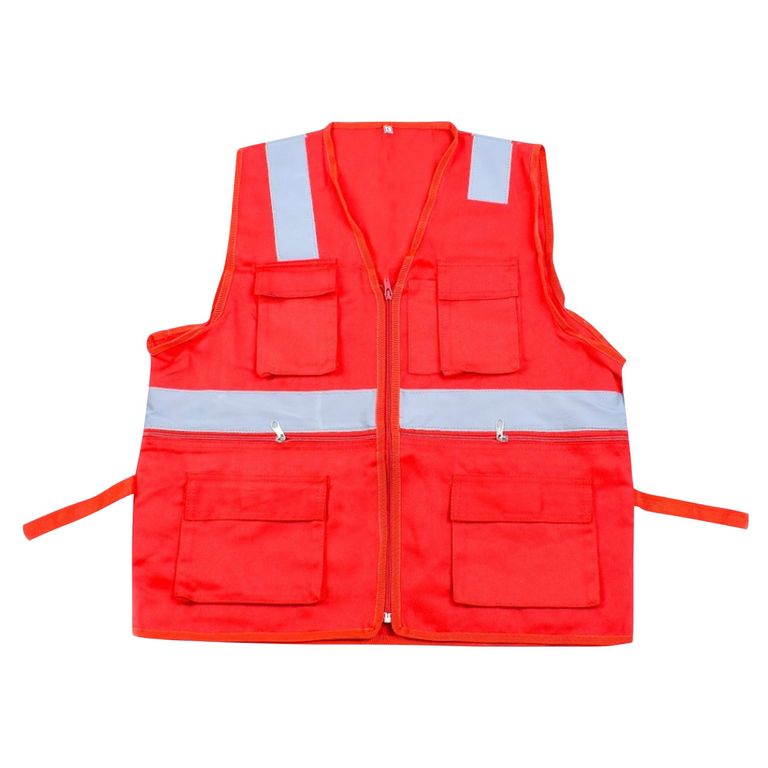 Chaleco Reflectivo Multibolsillo Drill Rojo Talla L