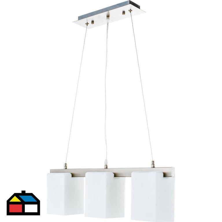 Lámpara Colgante de Techo 3 Luces Cubo Plateada