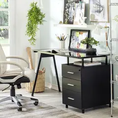 JUST HOME COLLECTION - Escritorio Negro de Vidrio Tripoli