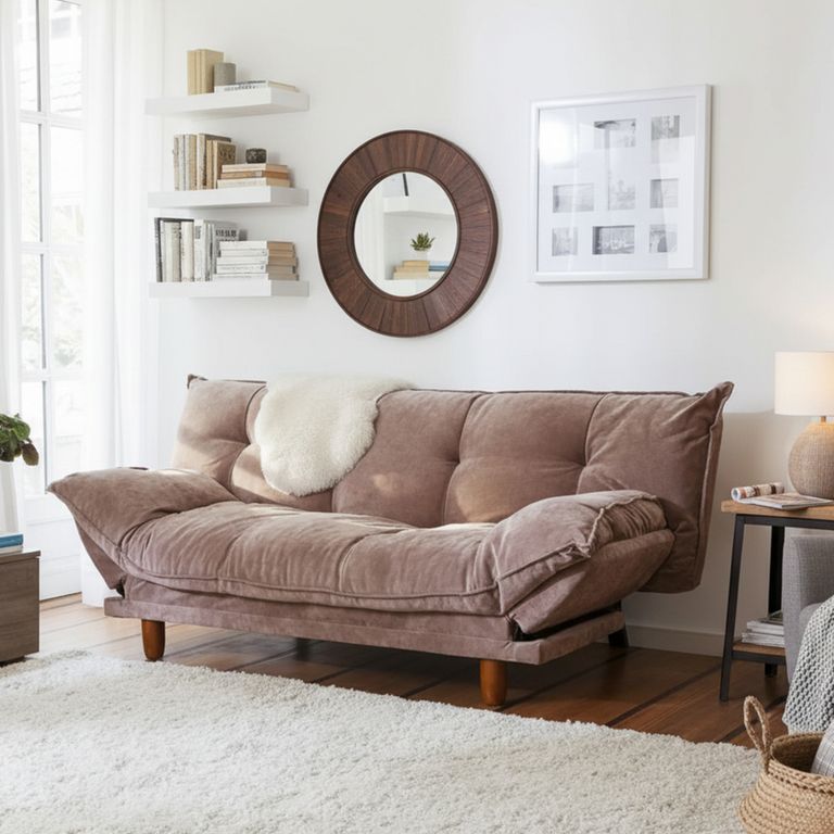 Sofá Cama Futón 3 Cuerpos Pillow Almendra