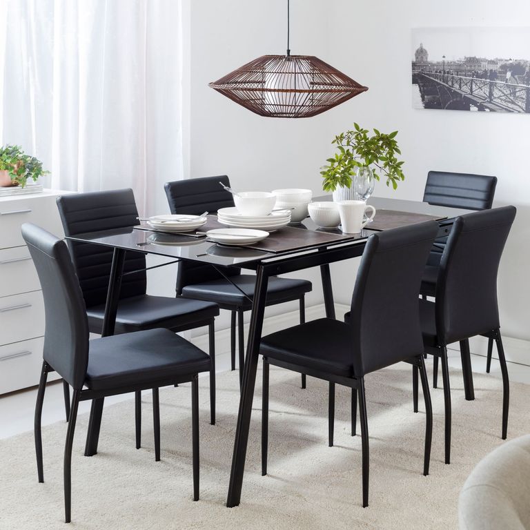 Juego de Comedor 6 Sillas Dartagnan Negro
