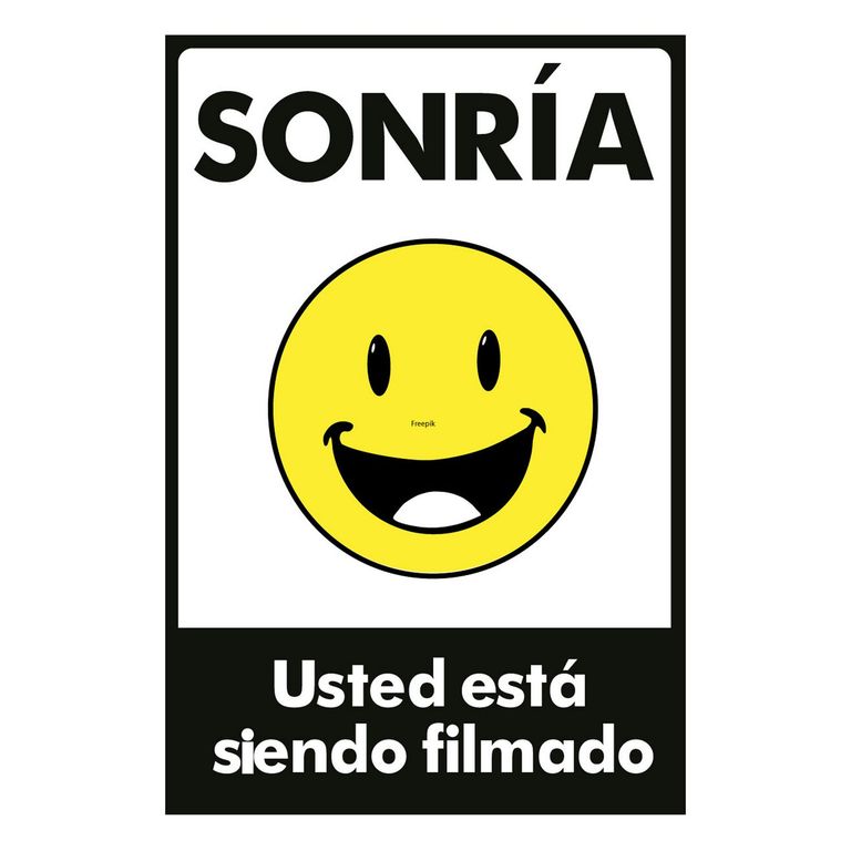 Señal de Sonría lo Estamos Filmando 15x22.5 cm.