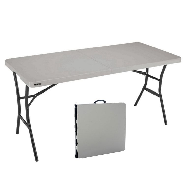 Mesa Plegable Rectangular Gris Claro 153CM