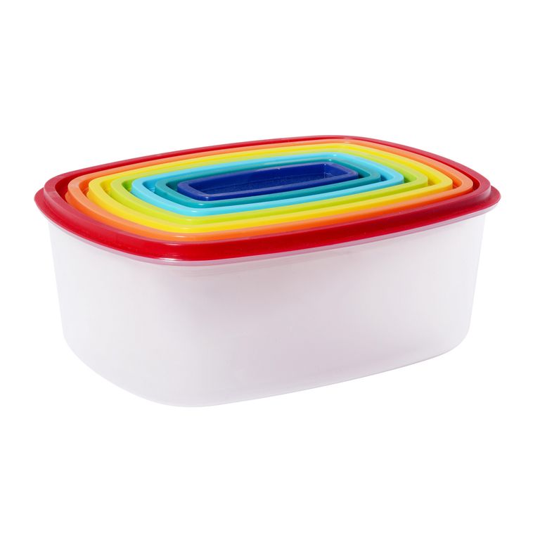Set de tapers de plástico con tapa de colores 14 Piezas