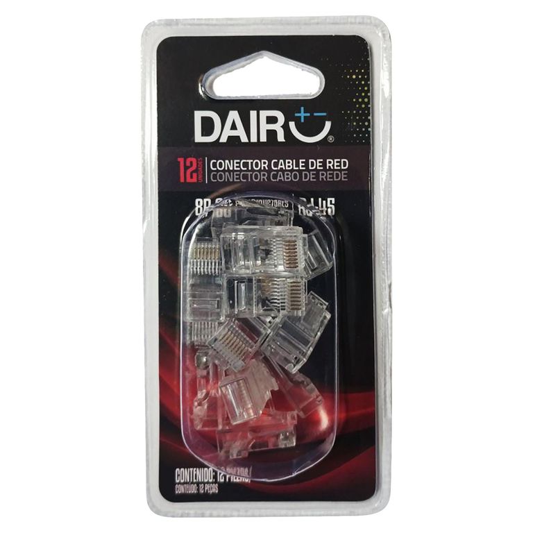 Conector Cable de Red 12 Piezas RJ-45 Dairu