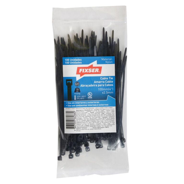 Cintillo Negro Por 100 Unidades De 100mm x 2.5mm