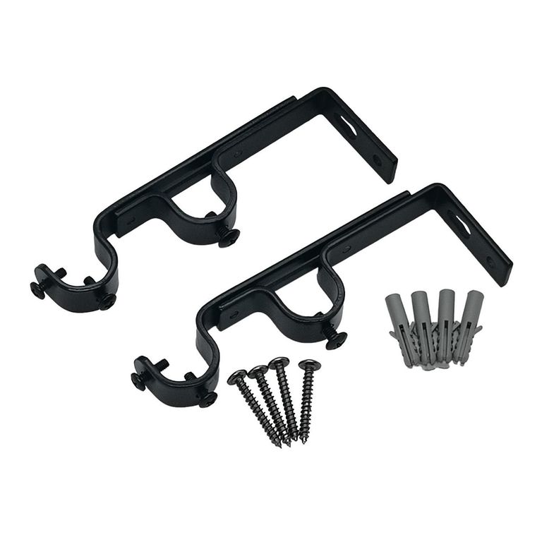 Soporte doble Muro fierro negro 19/19mm (2un)