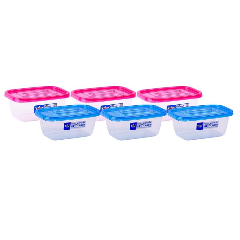 Set Biofood 6 Piezas Tapa Redonda 780ml
