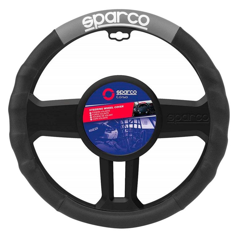Funda Cubre Volante Para Auto Sparco Negro y Gris 37 cm