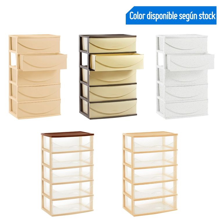 Cómoda Happy Plástica 5 Cajones Multicolor 50x55x79.5cm