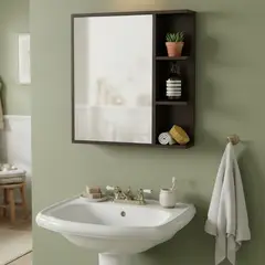 SENSI DACQUA - Botiquin de Baño Una Puerta con Espejo Wengue 60x60x15cm