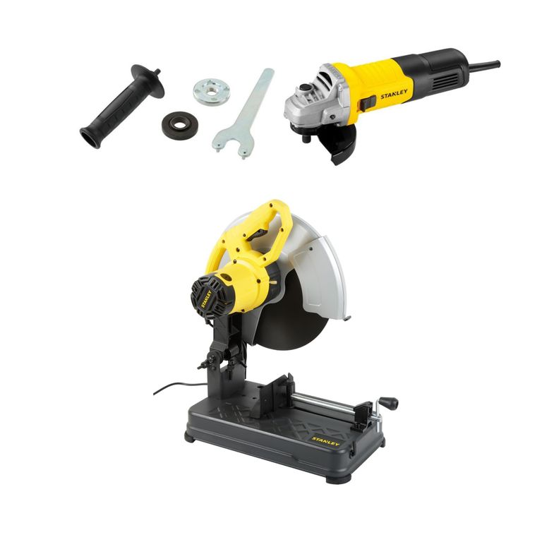 Tronzadora de Metales Eléctrica 14" 2200W SSC2 + Amoladora Angular Electrica Stanley 4-1/2" 900W STGS9115