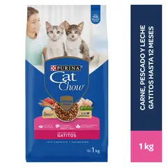CAT CHOW - Cachorros Croquetas para Gatos 1kg Pescado, Carne