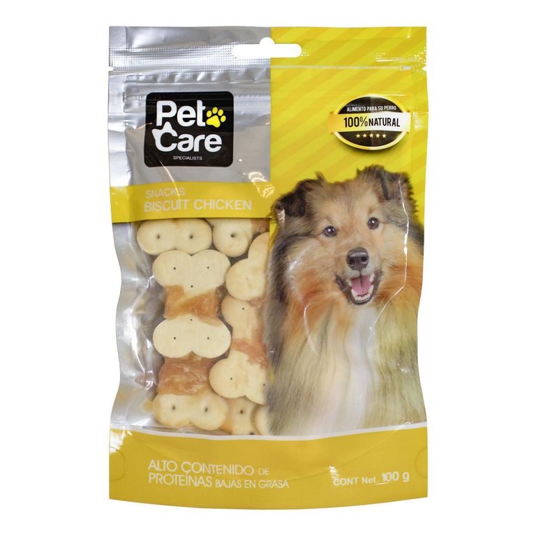Pet Care Adultos Snack para Perros Biscuit 100gr Sabor Pollo
