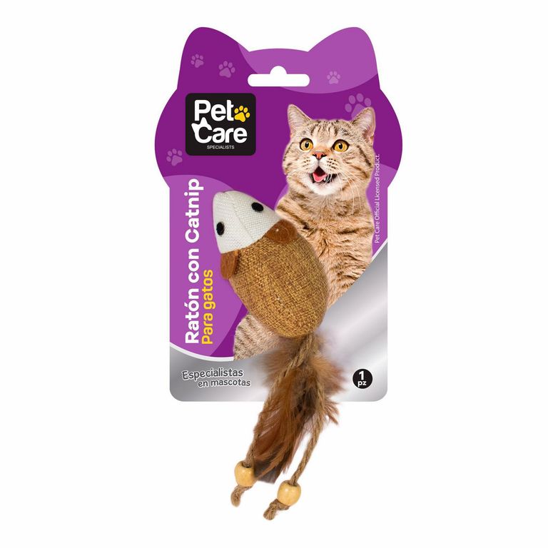 Ratón para Gatos Tela / Catnip Marrón 4x4x9cm