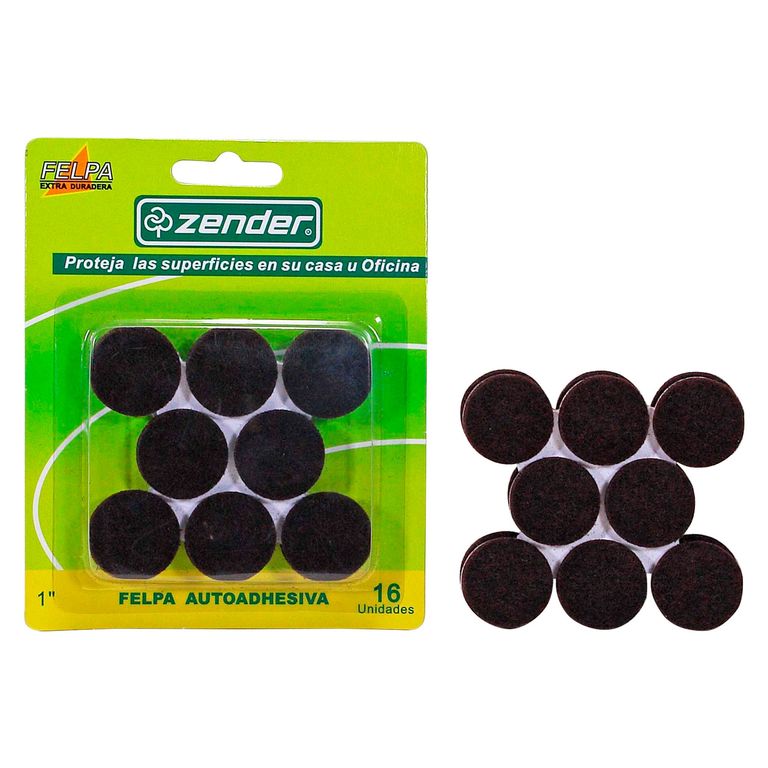 Deslizador para Muebles de Felpa Adhesiva Circular Negro 1" x 16 unid