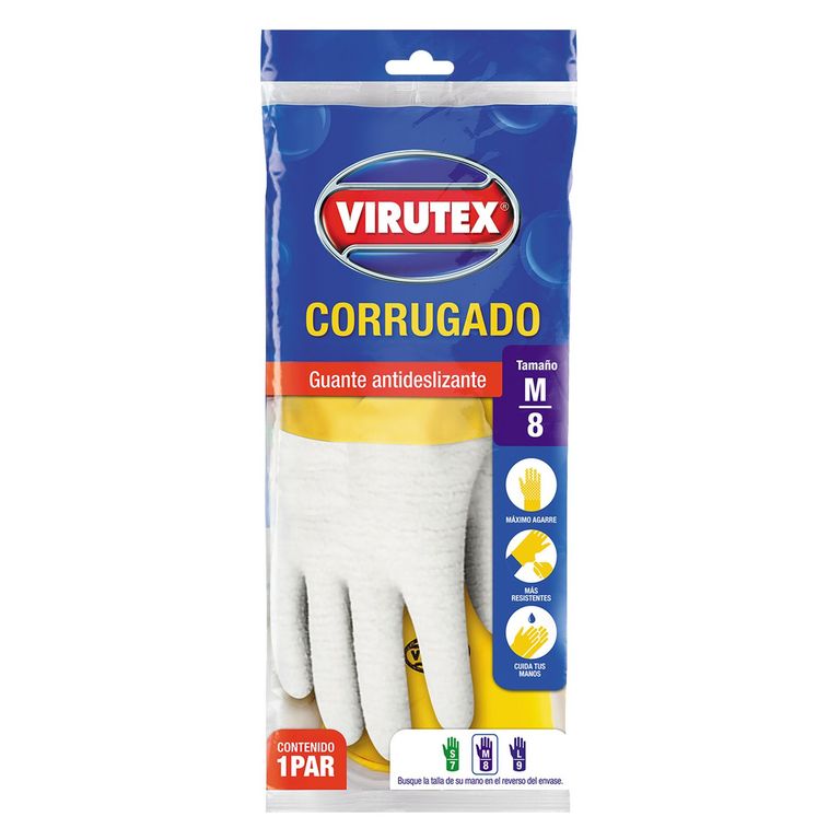 Guantes de Látex Corrugado Talla M - Amarillo