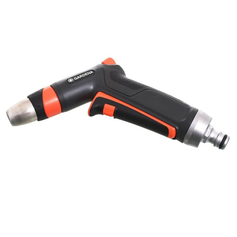 Pistola de Riego Premium Plástico/Acero Negro y Naranja