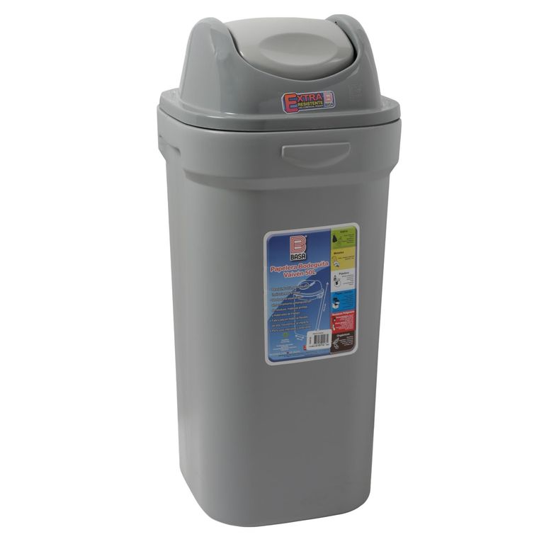 Papelera de Polietileno Basa Gris 50L