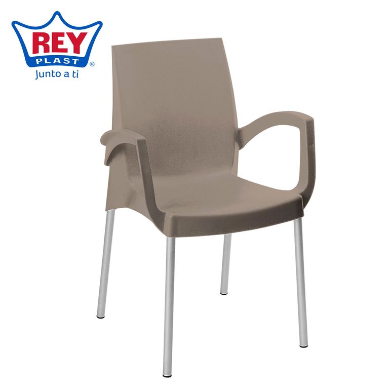Silla de Plástico Ada con Brazo Taupe