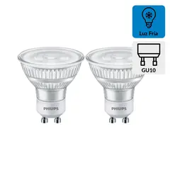 PHILIPS - Pack x2 Foco LED Dicroico Gu10 4W Luz Blanca