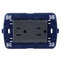 BTICINO - Tomacorriente Doble Americano P/T Living Light Negro