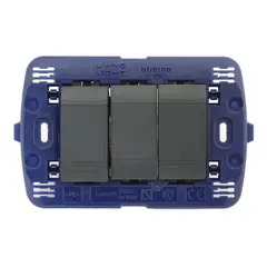 BTICINO - Interruptor Triple Living Light Negro