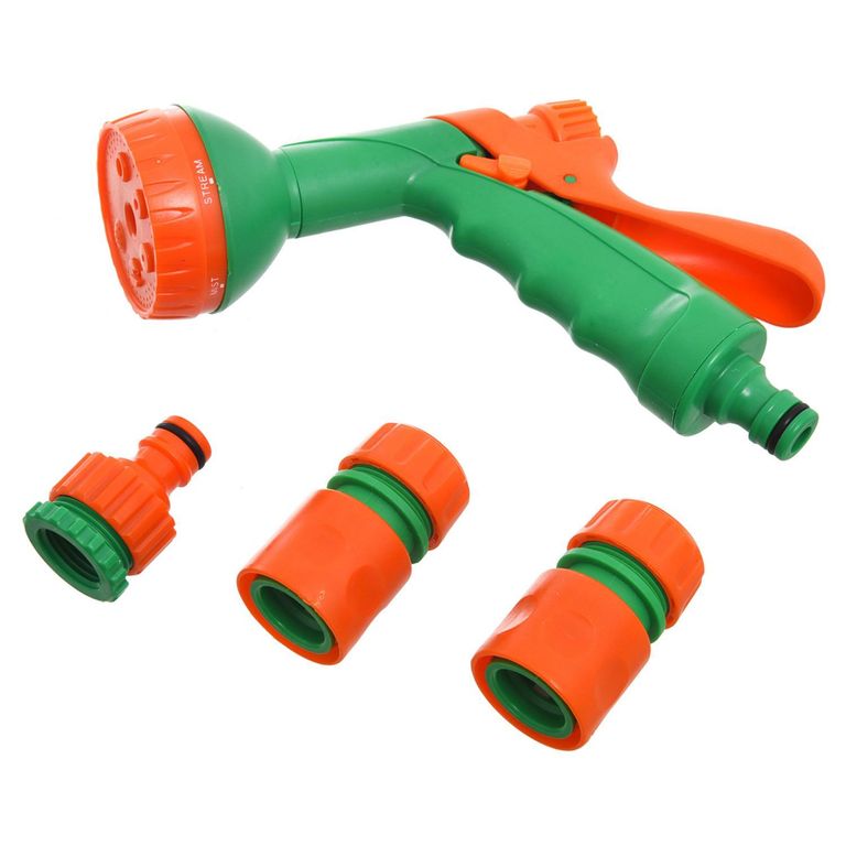 Kit Pistola de Riego 6 Funciones + 4 Piezas para conectar