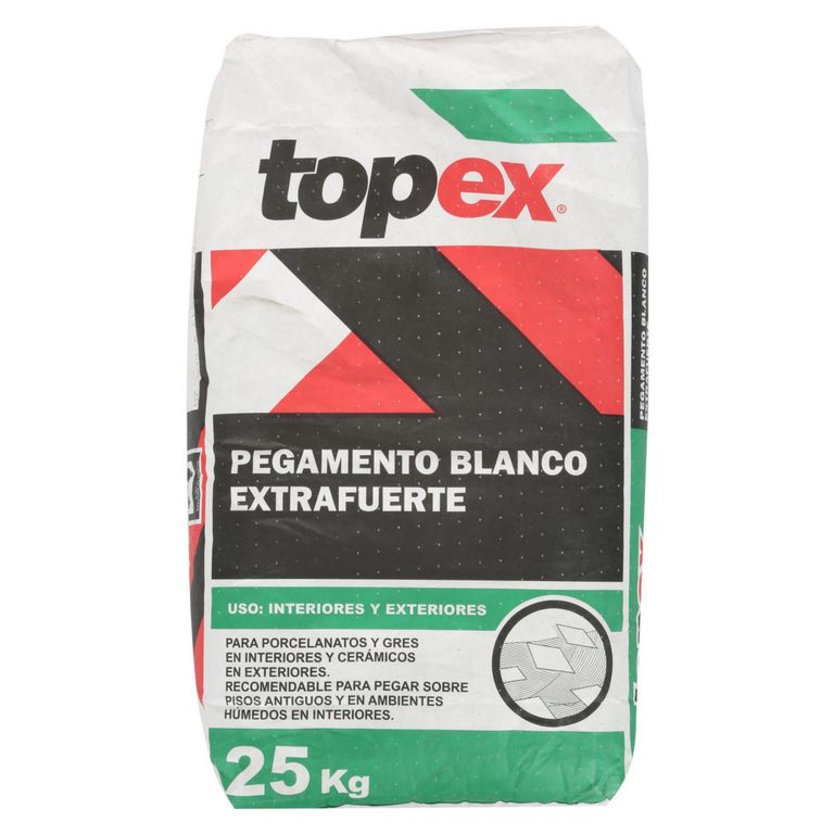 Pegamento para Cerámicas o Porcelanatos Topex Blanco Extrafuerte 25kg