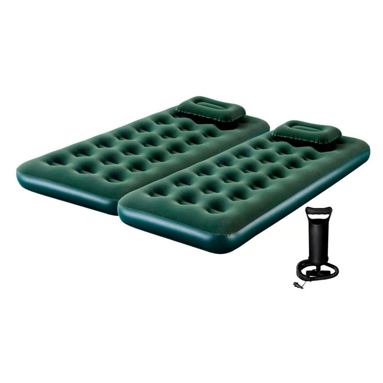 Combo 2 Colchones Inflables 1 Plaza Klimber + 2 Almohadas + Inflador