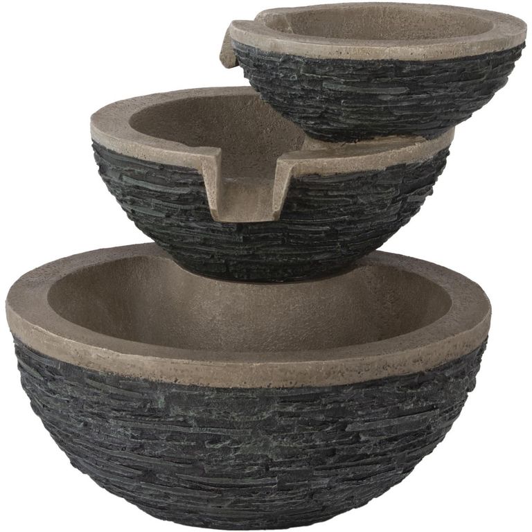 Fuente de Agua Eléctrica Platos Resina/Polvo de Piedra 51x59x48cm