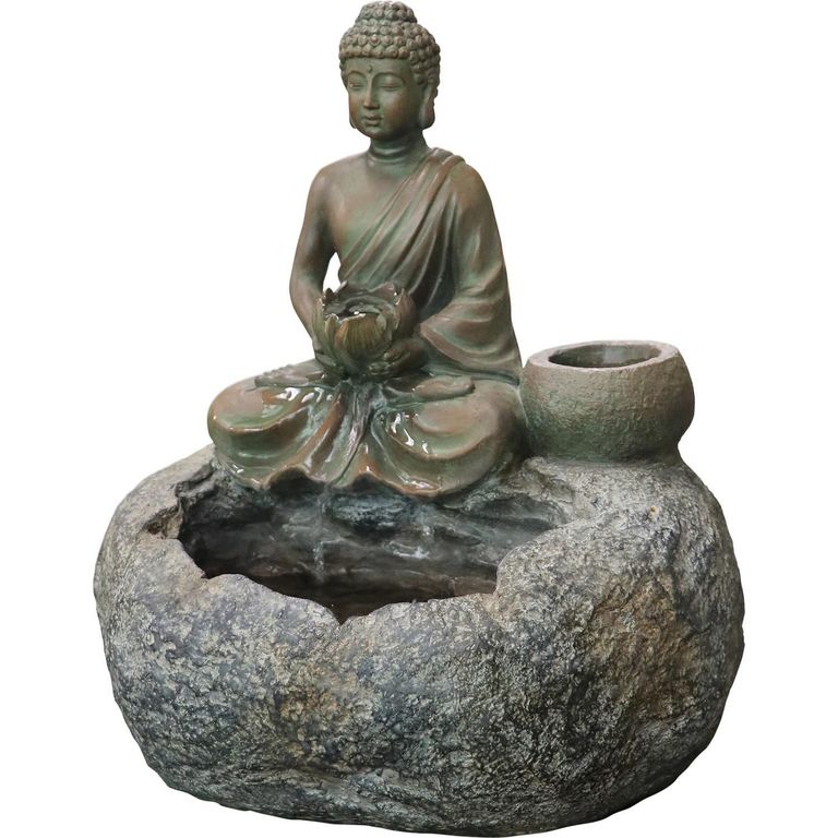 Fuente de Agua Budha Resina/Polvo de Piedra 28.5x32.5x23cm