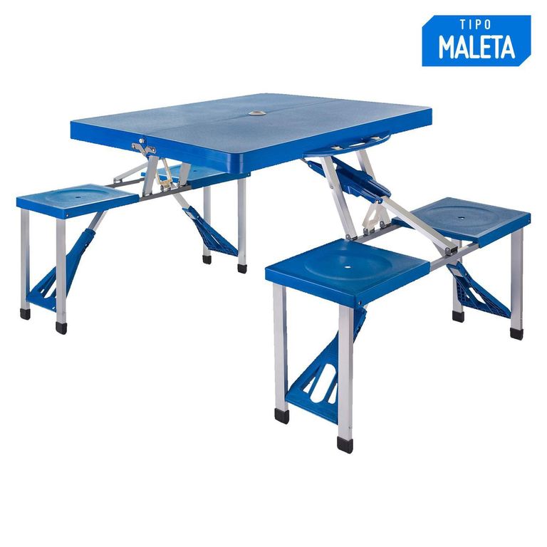 Mesa Plegable con Bancos Azul Klimber