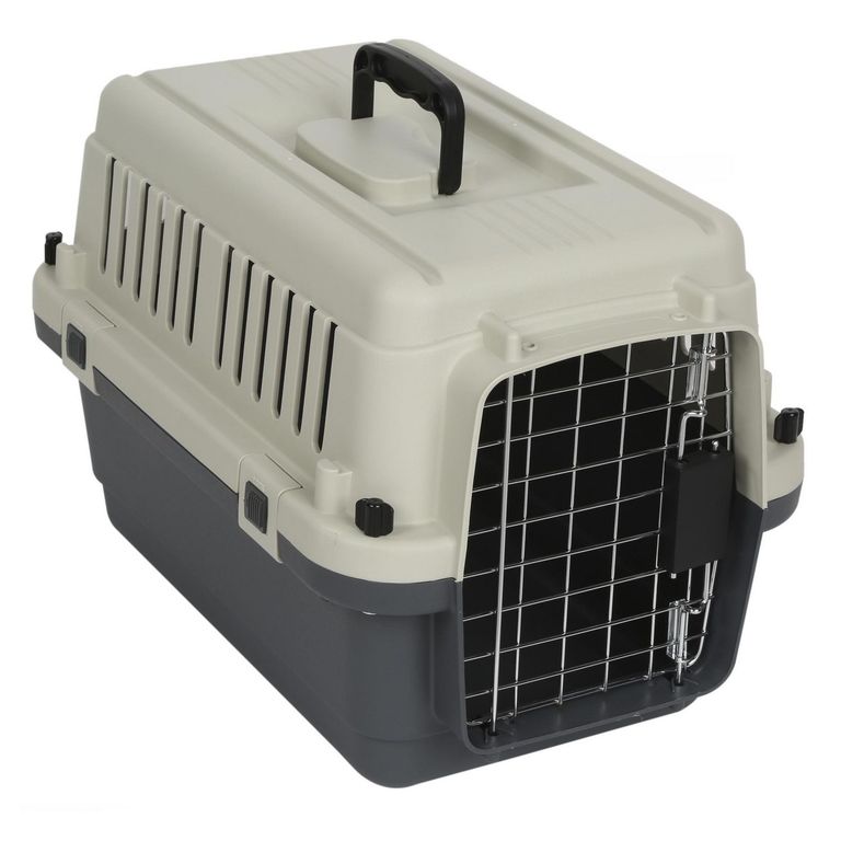 Jaula de Transporte para Perro Raza Mediana Gris 34x38x50cm