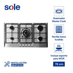 SOLE - Encimera Acero Inoxidable 86 Cm