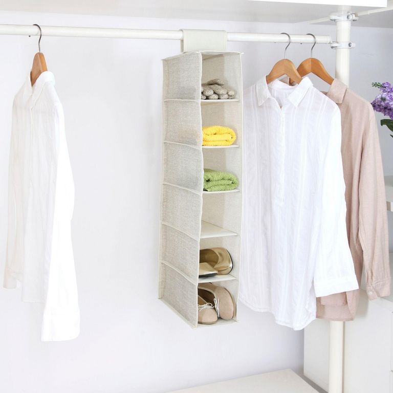 Organizador de Tela 6 Niveles Beige 15x30x84cm