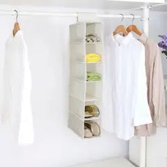 JUST HOME COLLECTION - Organizador de Tela 6 Niveles Beige 15x30x84cm