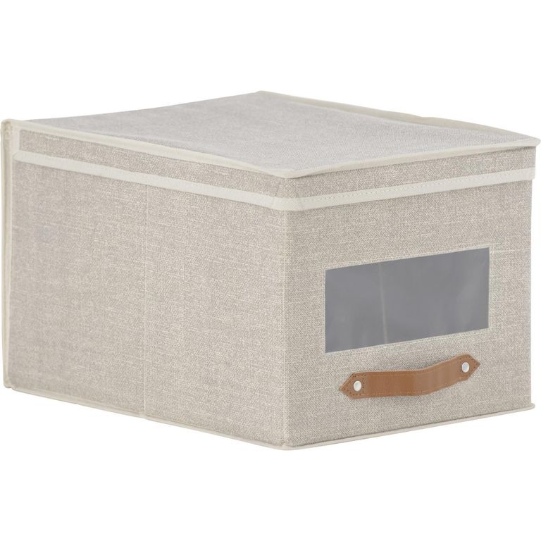 Caja Organizadora de Tela con Tapa Beige 30x40x25cm