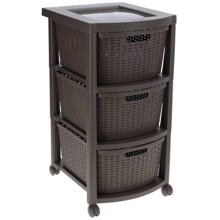 Carrito Organizador 3 Niveles Rattan Mocca