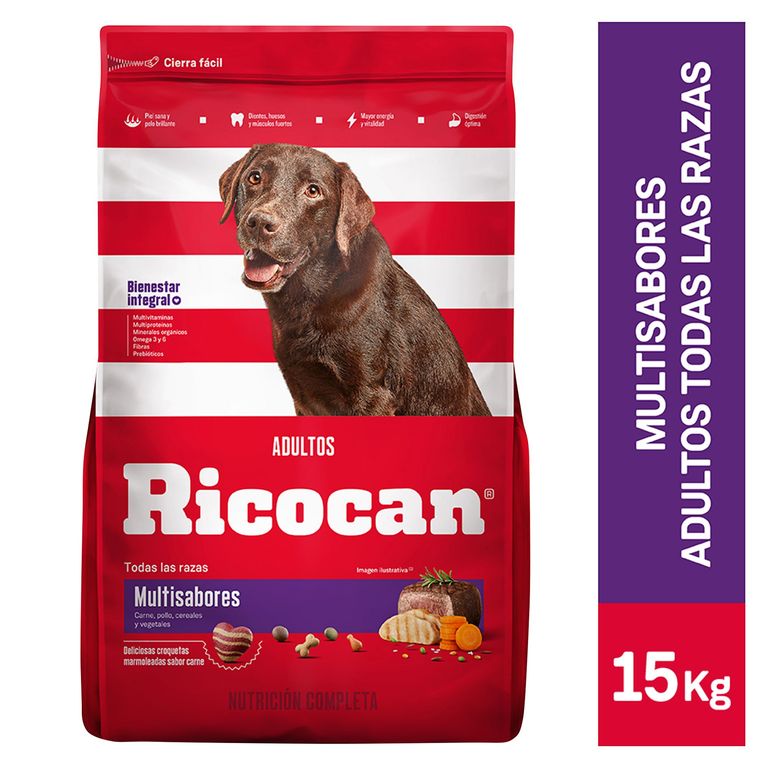 Ricocan Adultos Alimento para Perros 15 kg Multisabor
