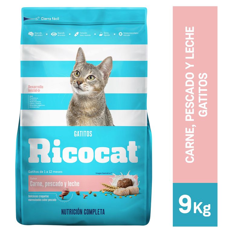 Ricocat Cachorros Alimento para Gatos 9kg Pescado/Leche