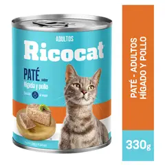 RICOCAT - Adultos Pate para Gatos 330 gr Sabor Hígado y Pollo