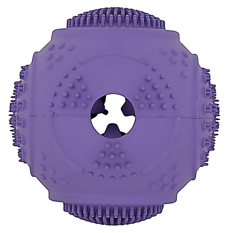 Pelota Comedero de Jebe para Perro Color Morado 6x6x6cm