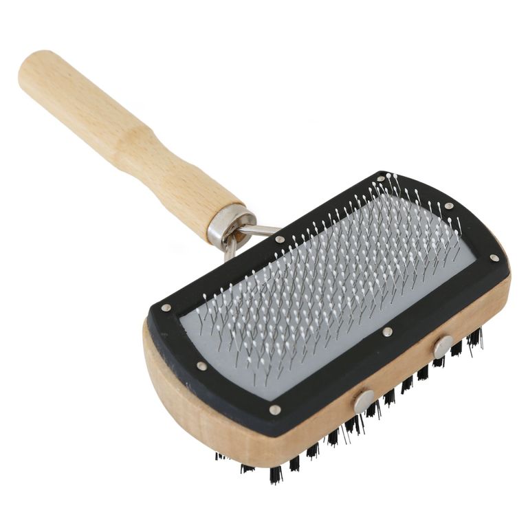 Cepillo Doble para Perro Madera Crema 10x17x5cm
