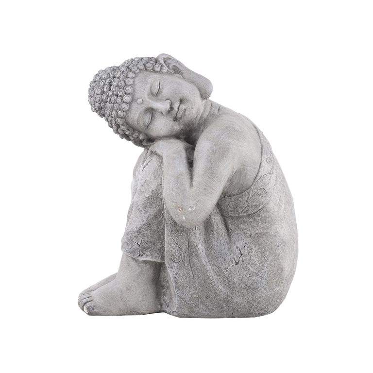 Budha Reposando Decorativo Resina Gris 40x48x30cm