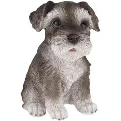 JUST HOME COLLECTION - Perro Schnauzer Decorativo Resina Gris/Blanco 14x20x13cm